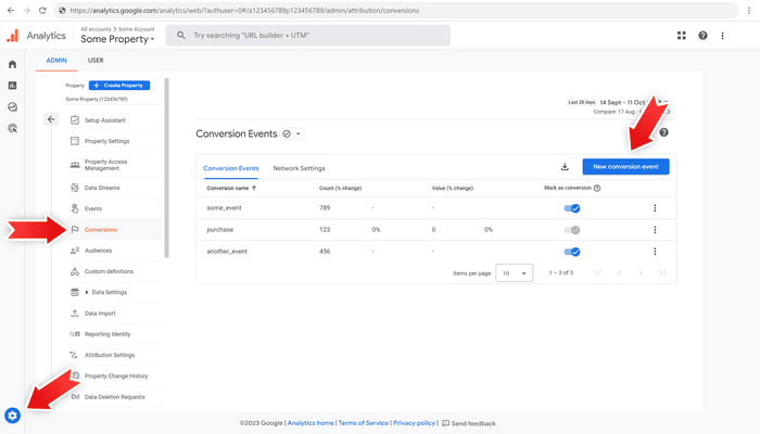 Screenshot of creating custom conversion event in Google Analytics 4